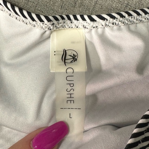 Cupshe High Rise Bikini Striped Swim Bottoms Large - Picture 8 of 8